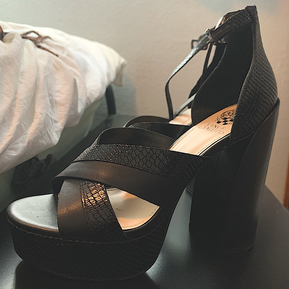 Black Strappy Platform Heels